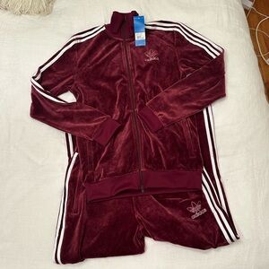 NWT Adidas Beckenbauer Velvet Track Jacket & Track Pants Set